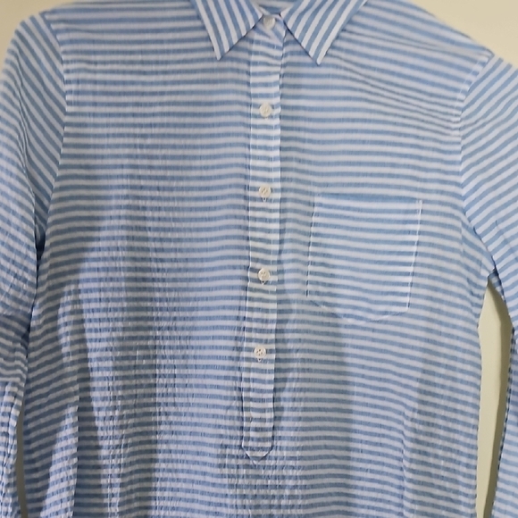 J. Crew Blue and White 3 button openn front Polo Shirt Size XXS - Picture 5 of 6